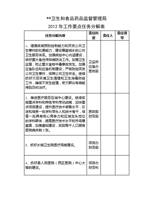 工作要点任务分解表