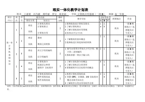 理实一体化教学计划表