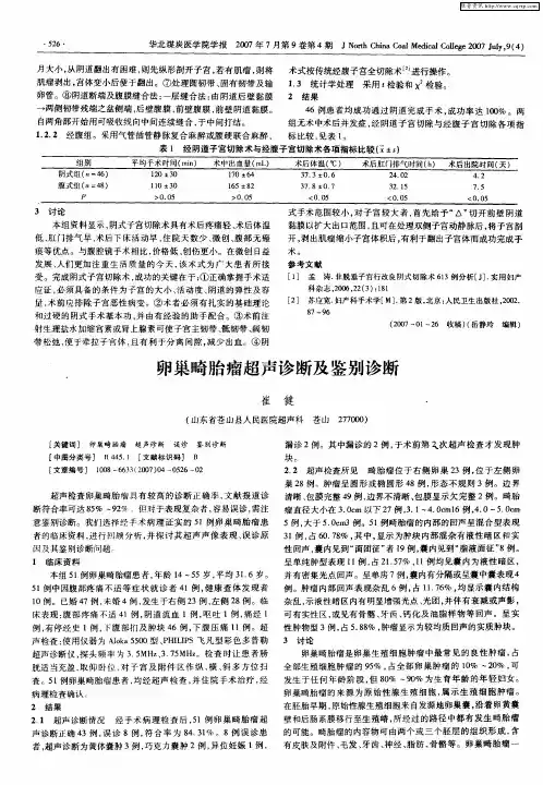卵巢畸胎瘤超声诊断及鉴别诊断