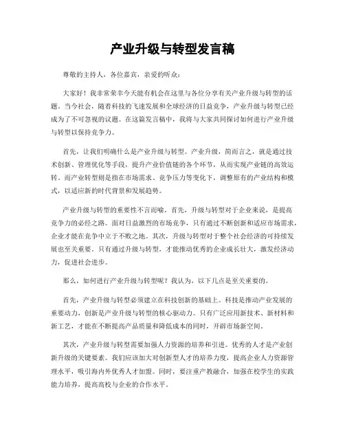 产业升级与转型发言稿