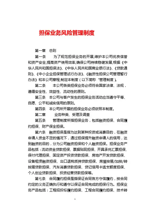 担保业务风险管理制度