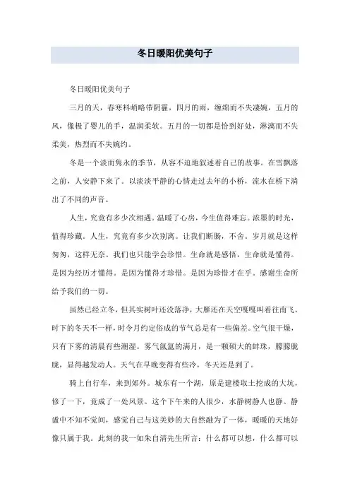 冬日暖阳优美句子