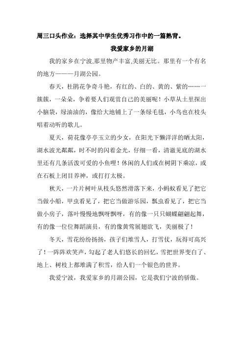 我爱家乡的月湖