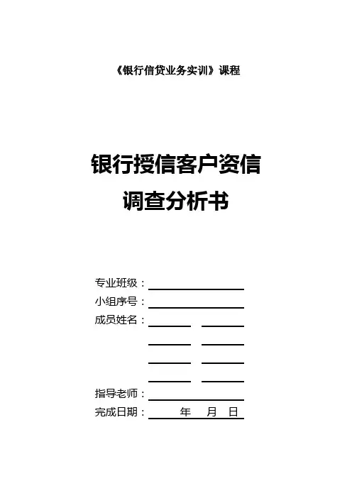银行授信客户资信调查分析书-模版