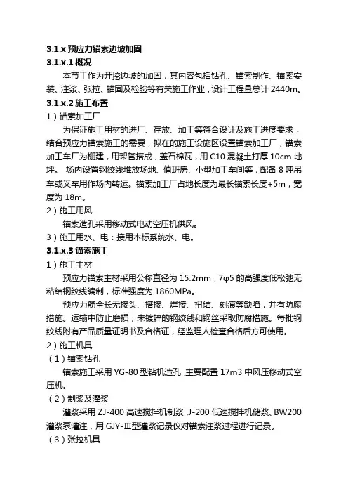 预应力锚索边坡加固