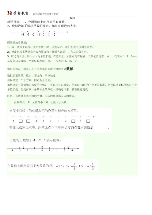 苏教版七年级数学上册数轴