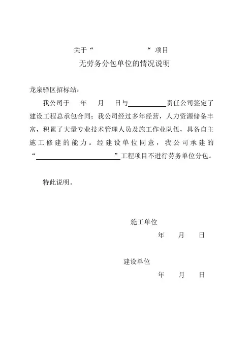 无劳务公司的情况说明
