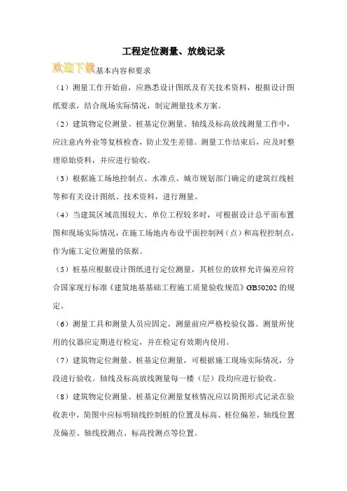 工程定位测量、放线记录