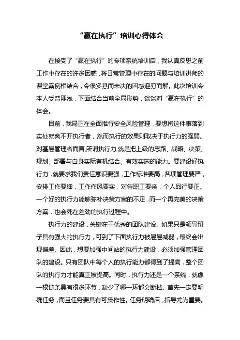 赢在执行心得体会