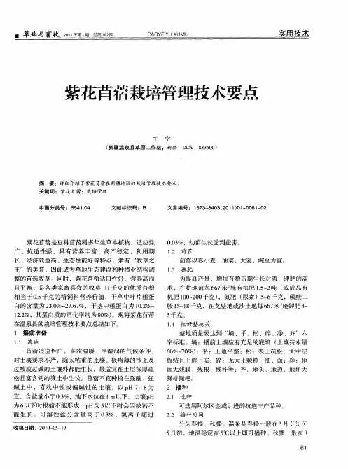 紫花苜蓿栽培管理技术要点