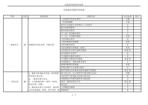住院病历质量评价标准