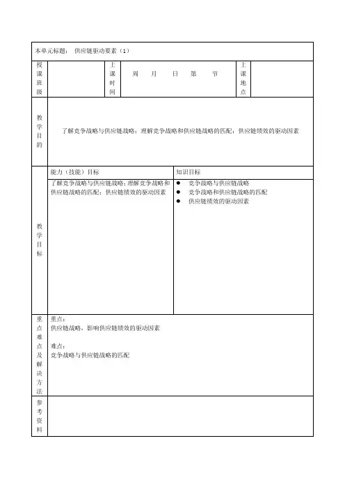 任务二    供应链驱动要素