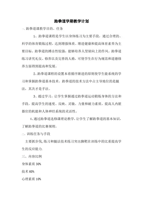 跆拳道学期教学计划
