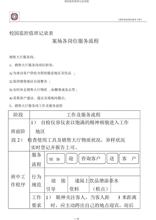 校园监控值班记录表格