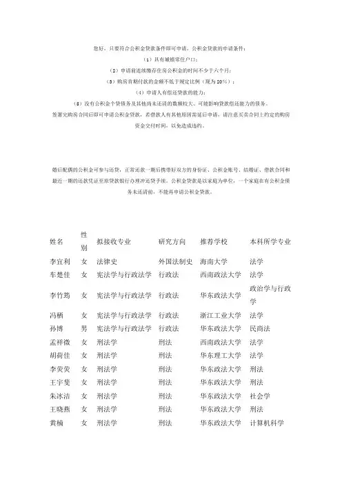 公积金贷款条件