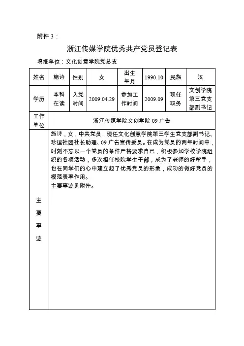 优秀党员竞选——施诗