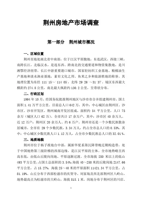 荆州项目市场调查综合报告