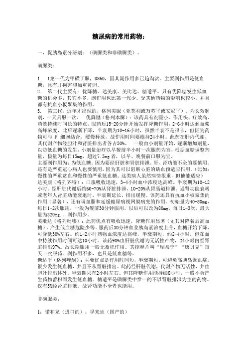 糖尿病的常用药物
