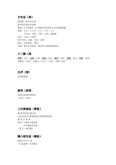 中国古代音乐史知识点