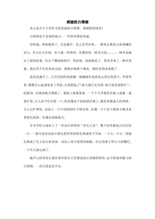 美丽的白塔湖_小学作文_4