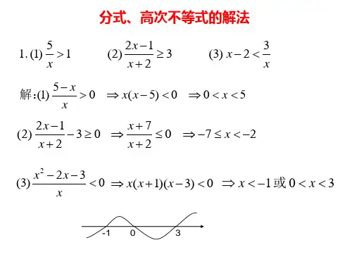 分式、高次不等式的解法