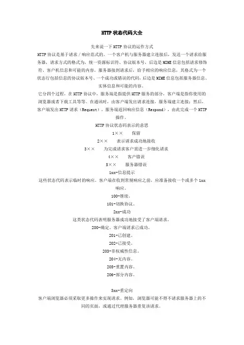 HTTP状态代码大全