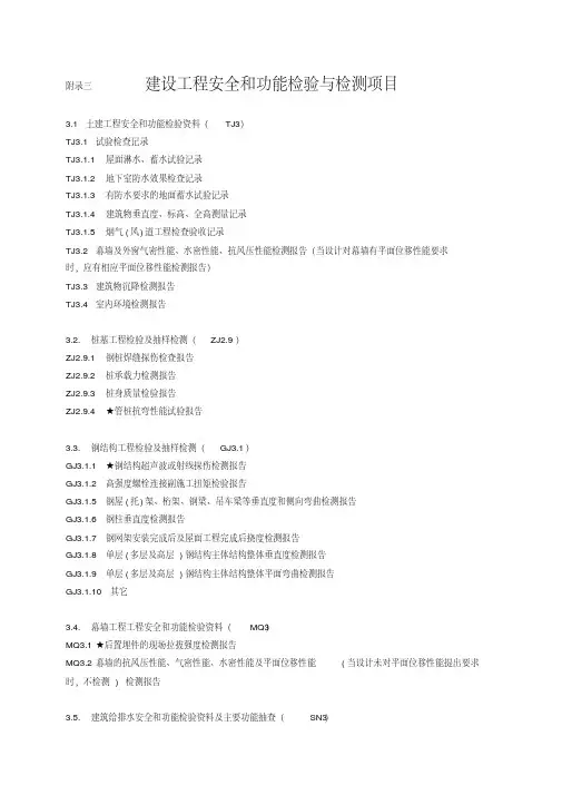 建设工程安全功能检验与检测项目