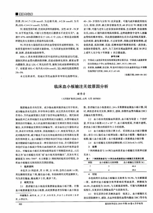 临床血小板输注无效原因分析