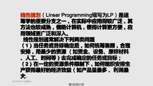 线性规划的数学模型PPT课件
