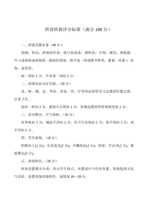 班容班貌评分标准