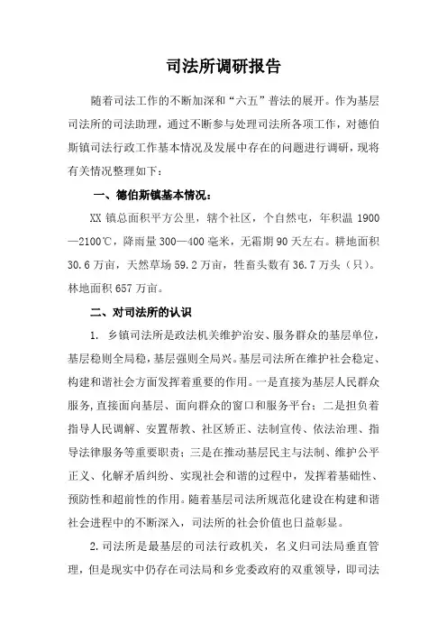 司法所调研报告