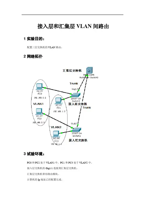 试验：接入层和汇集层VLAN间路由