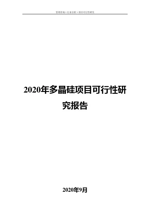 2020年多晶硅项目可行性研究报告