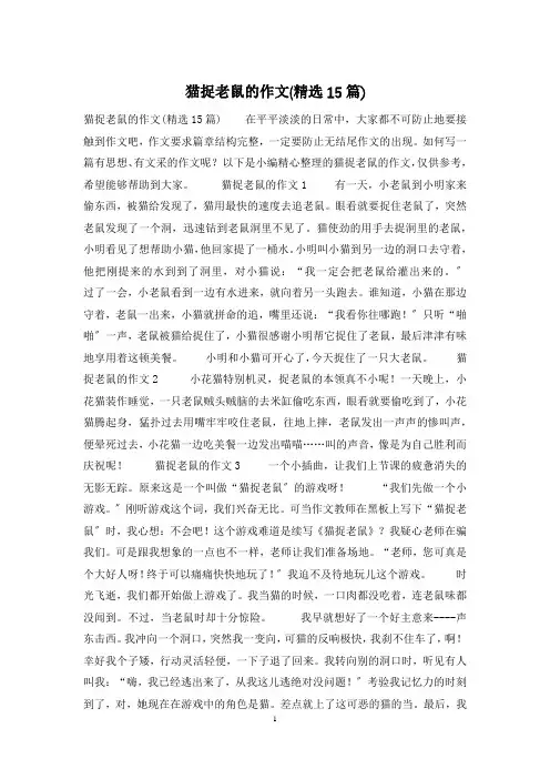 猫捉老鼠的作文(精选15篇)