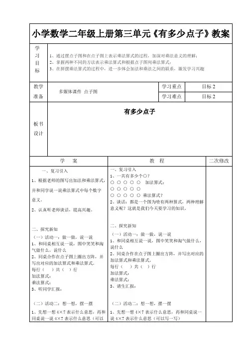 小学数学二年级上册第三单元《有多少点子》教案
