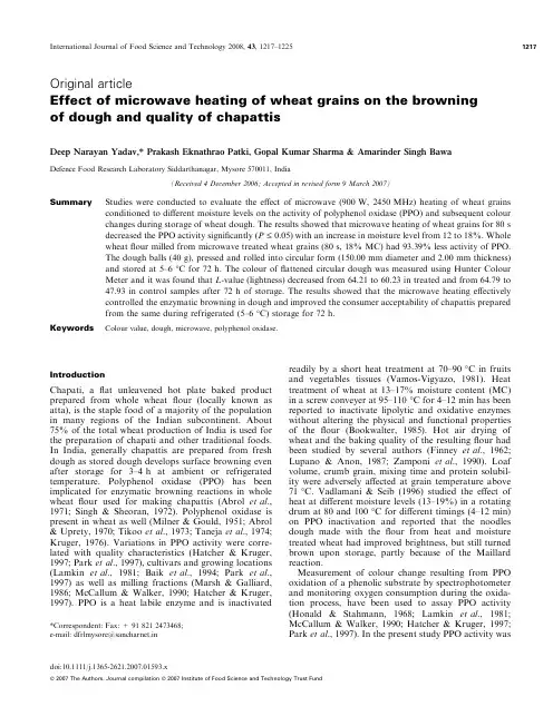 Effect of microwave heating of wheat grains on the browning of dough and quality of chapattis