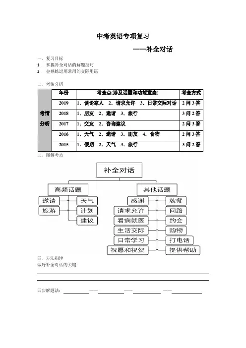 中考英语专项复习-补全对话学案