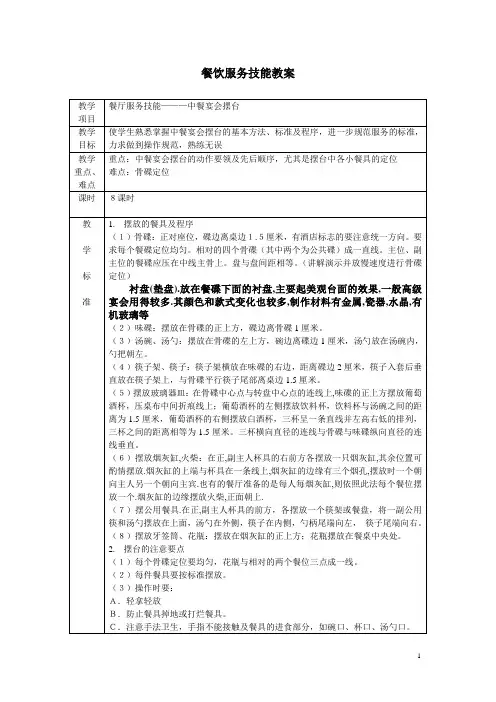 中餐宴会摆台