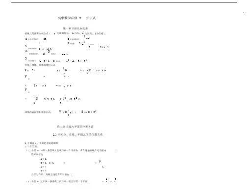 高中数学必修2学习知识点及学考复习总结题.doc