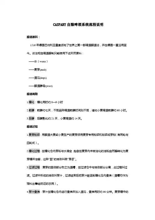 CASPARY自酿啤酒系统流程说明