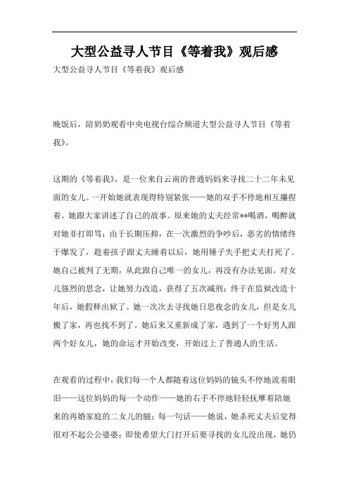 大型公益寻人节目《等着我》观后感