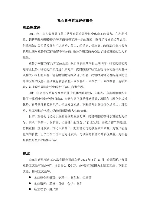 社会责任自我评估报告