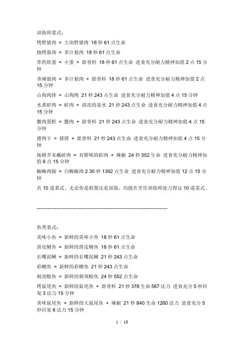wow食谱和食谱商人