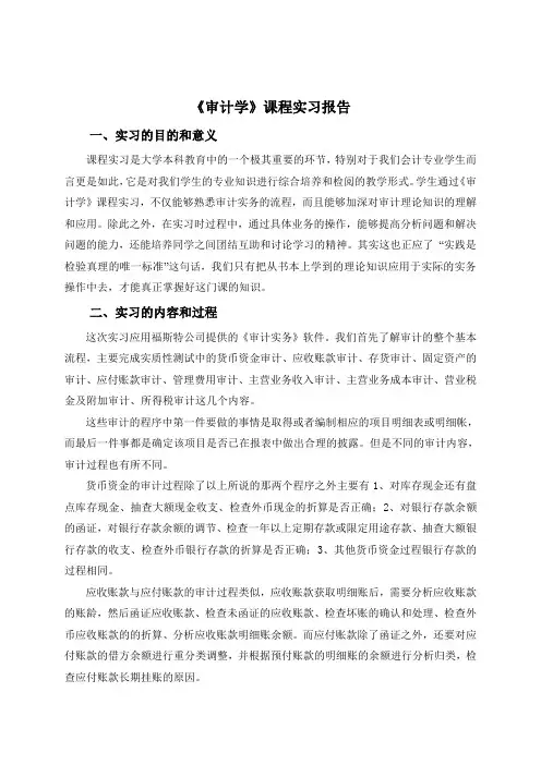 审计实习报告