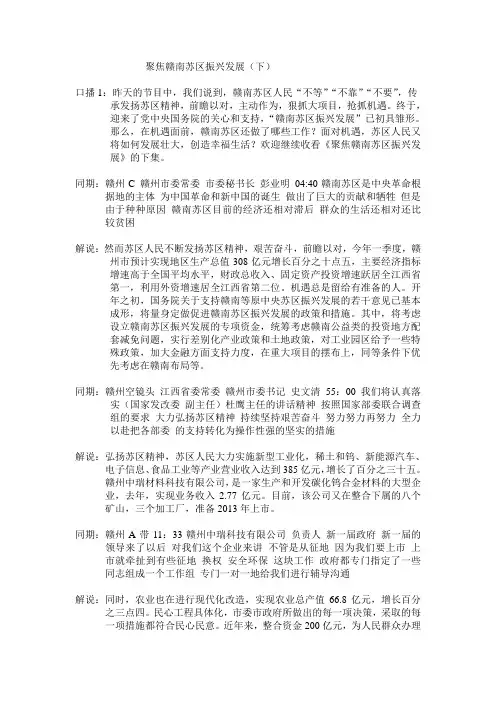 聚焦赣南苏区振兴发展(下)