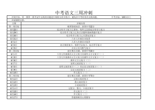中考前最后三周复习冲刺计划