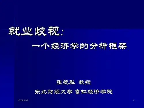 就业歧视——一个经济学分析的框架(东北财经大学 张抗私)页PPT文档