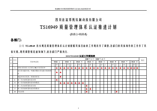 TS16949技术规范质量管理体系认证010.1~010.6推进计划