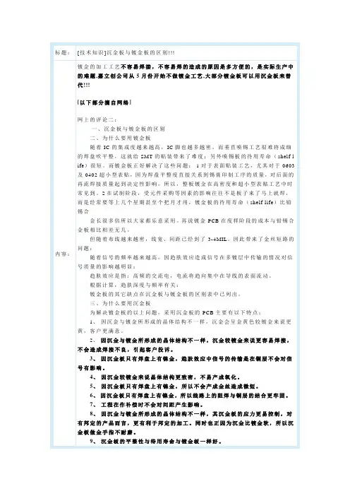 沉金板与镀金板的区别