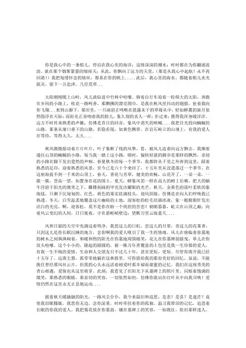 你是我心中的一条船儿